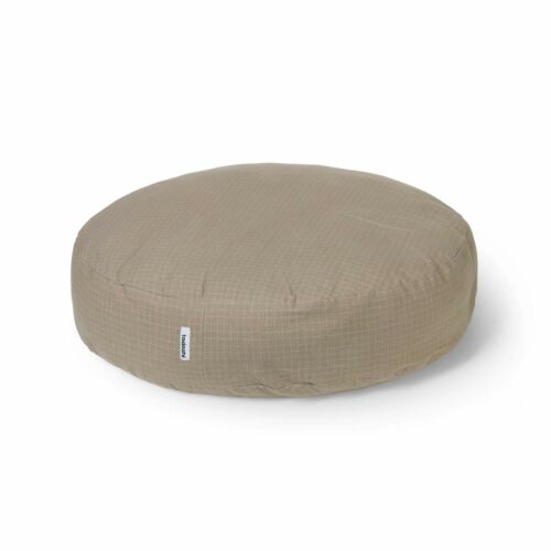 Poesbas Round Dog Bed Cushion - Checkered Dark Sand
